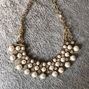 Gold Pearl Statement Necklace